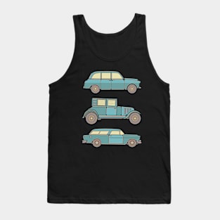 Blue Vintage Cars Tank Top